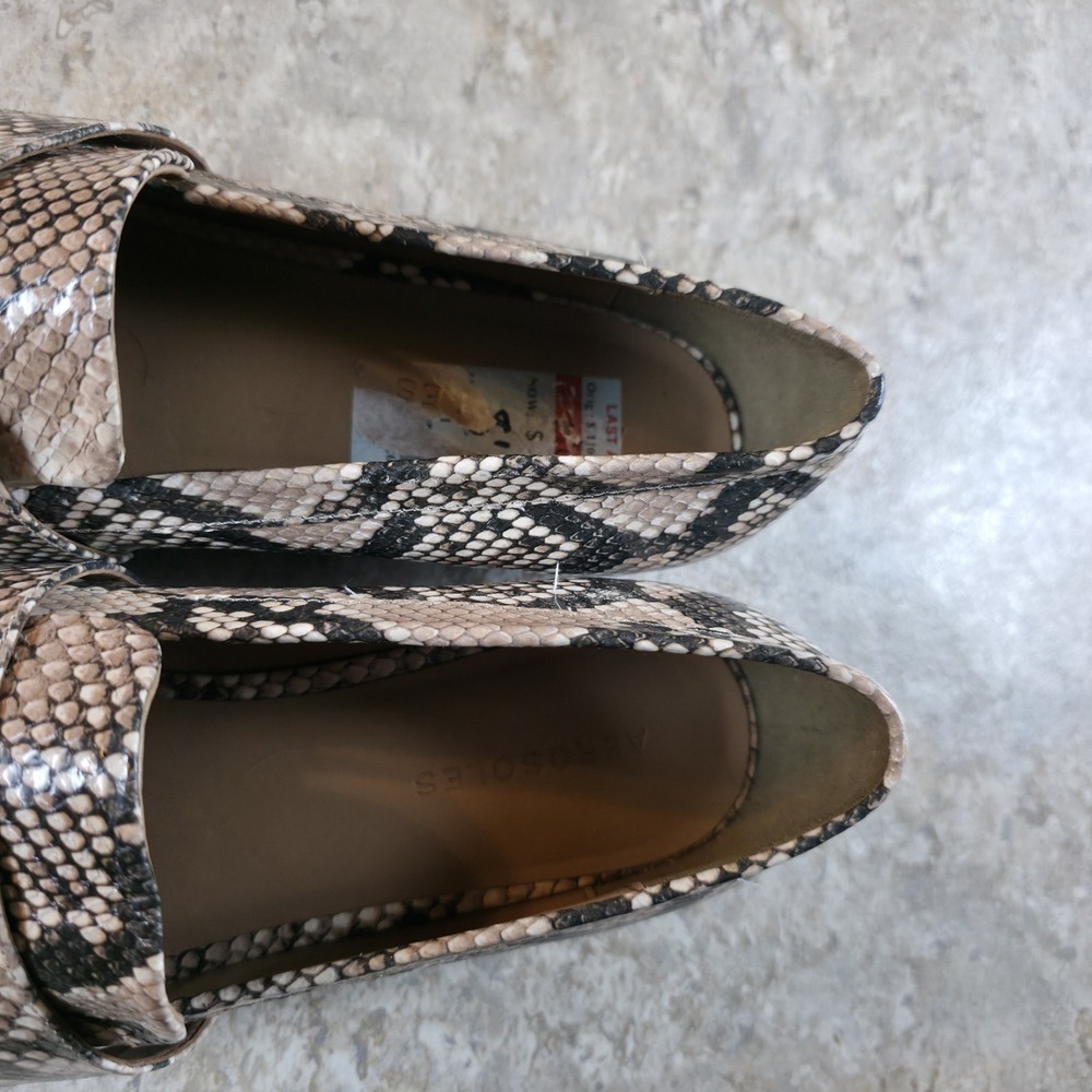 Aerosoles Shoes Loafers Slip On Flats Womens 8.5 Snakeskin Print Leather - Picture 9 of 10